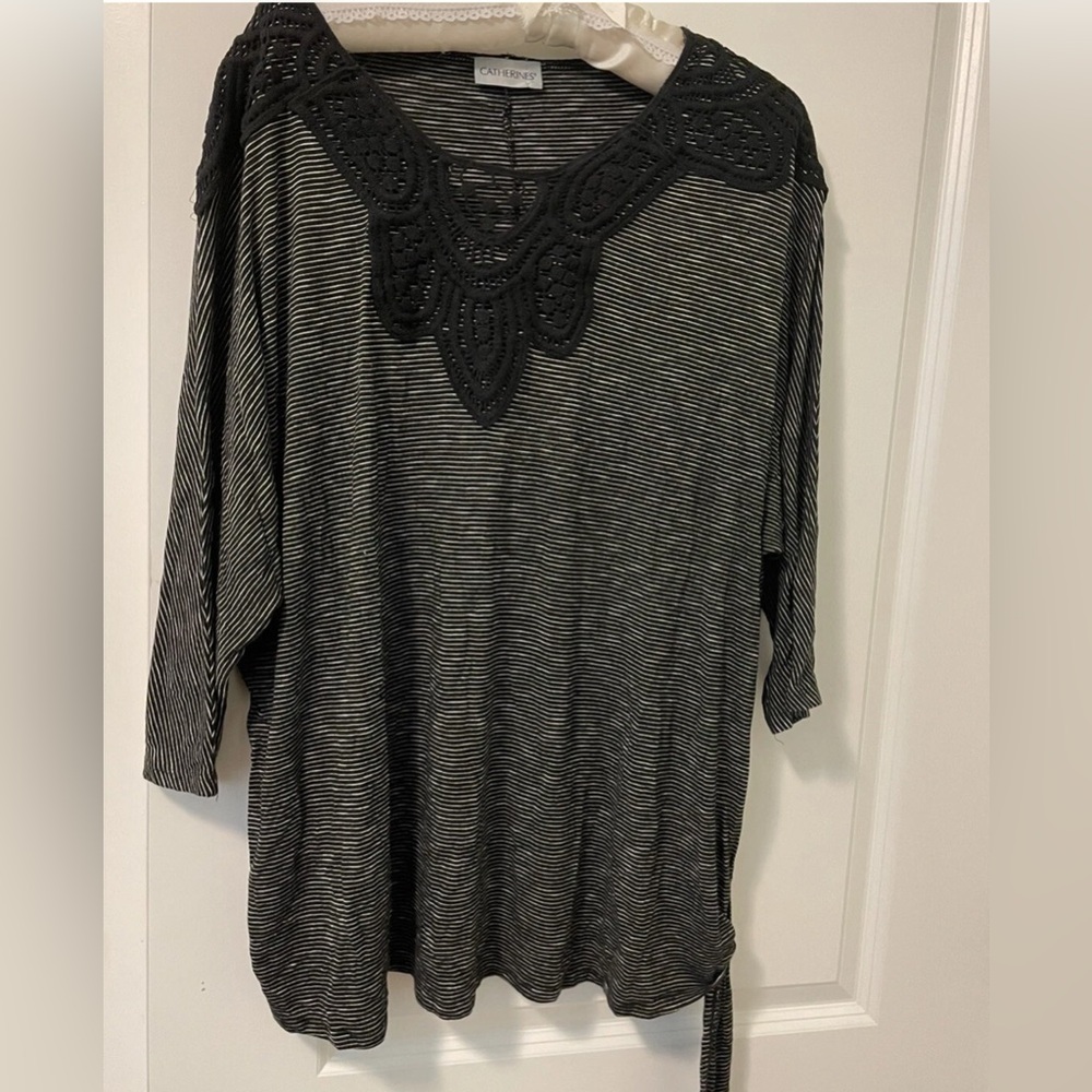 Catherines Monochrome Striped Knit Top